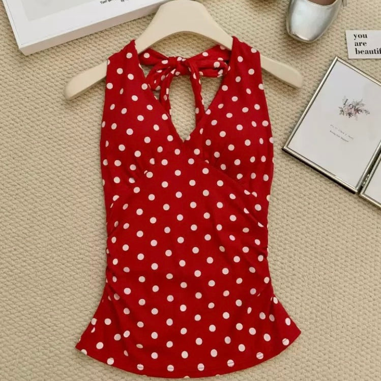 Retro Dot Built-in Bra Top