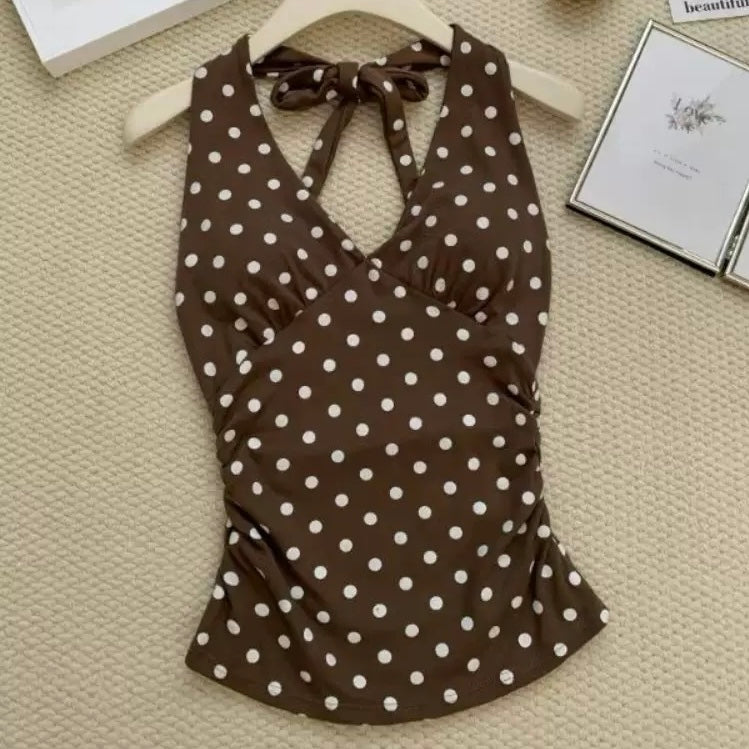 Retro Dot Built-in Bra Top