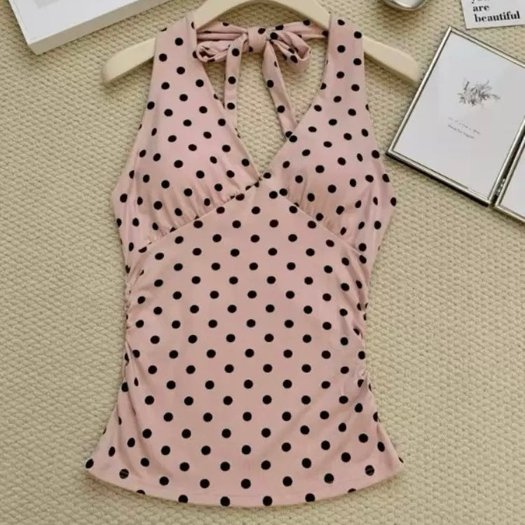 Retro Dot Built-in Bra Top