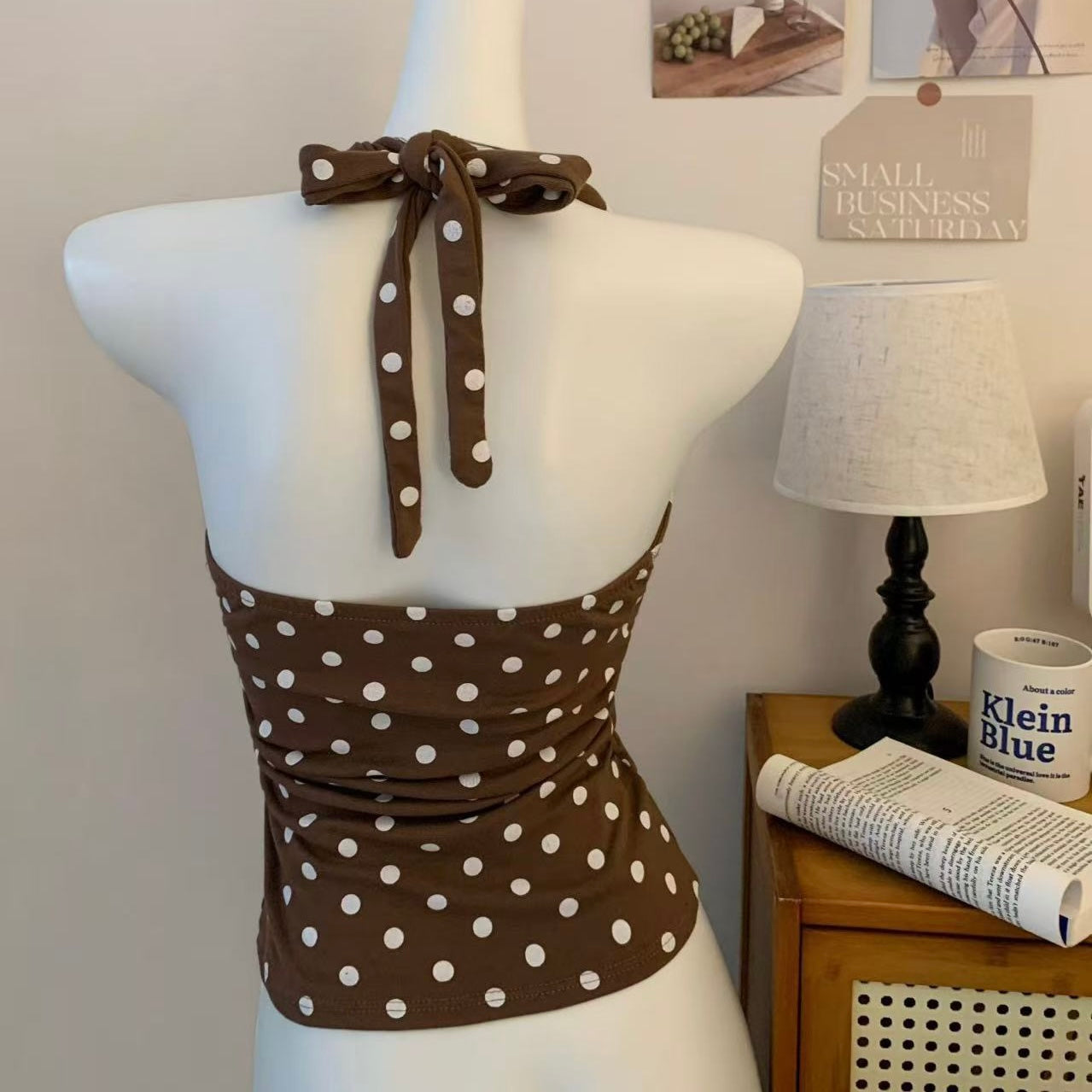 Retro Dot Built-in Bra Top