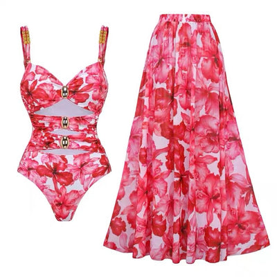 Hibiscus Muse Monokini With Skirt Set