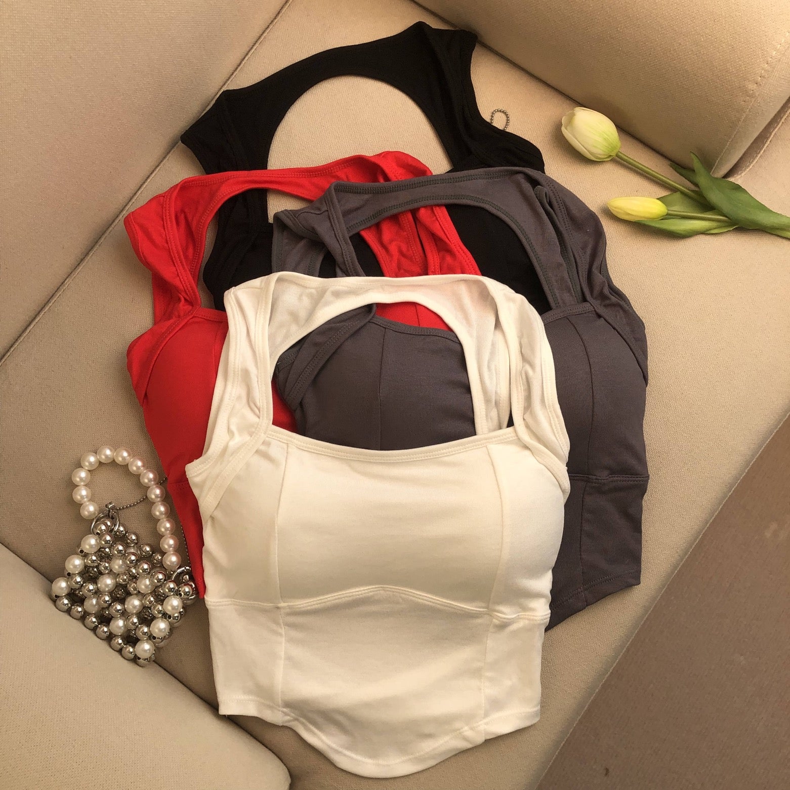 Classic Square Neck Padded Crop Top