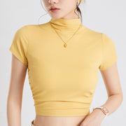 Lime High Neck Built In Bra Top