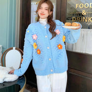 3D Floral Hand Knitted Cardigan