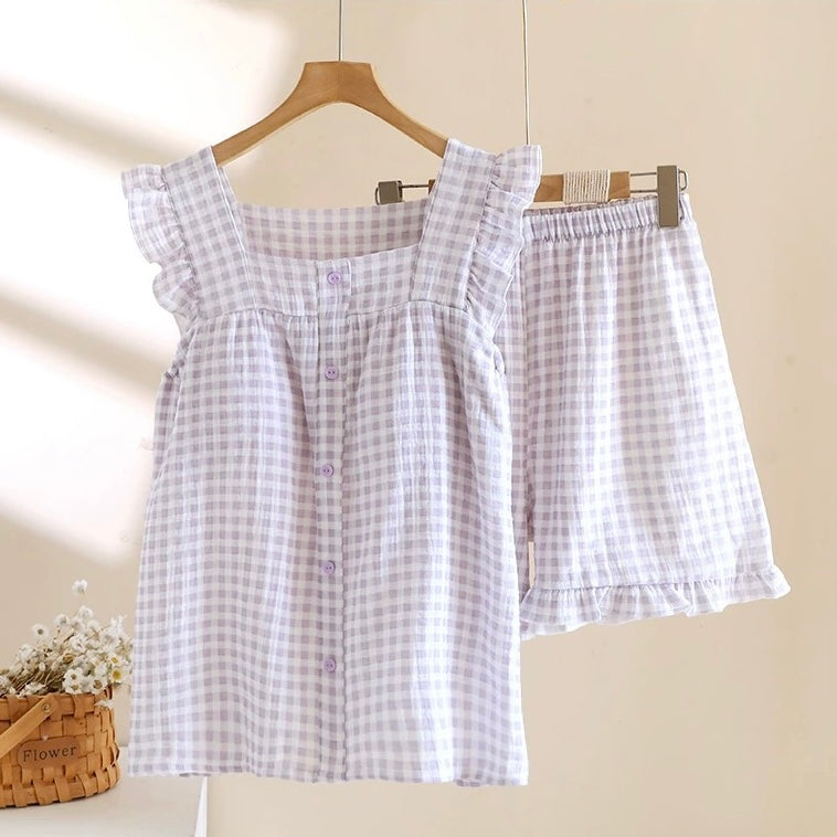 Pastel Gingham Padded Nightsuit Set