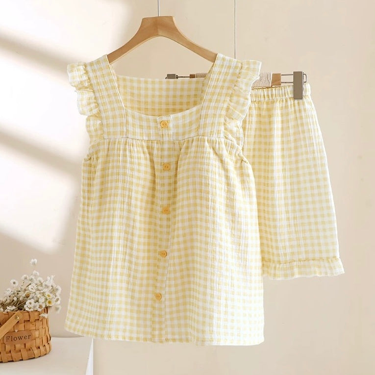 Pastel Gingham Padded Nightsuit Set