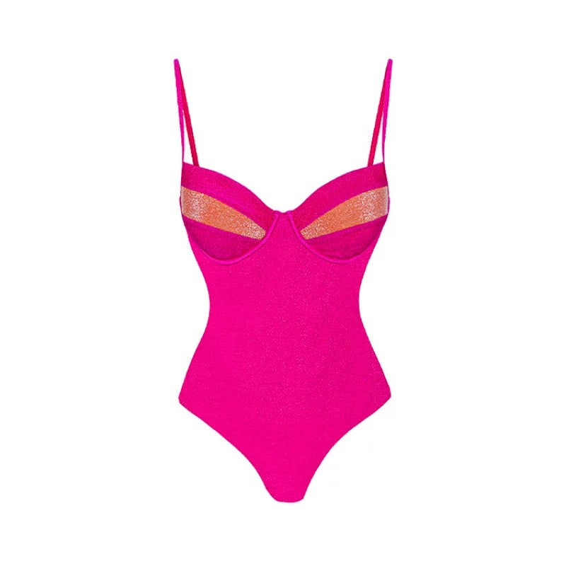 Hot Pink Goddess Monokini With Skirt Set