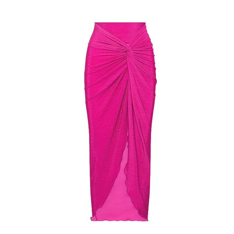 Hot Pink Goddess Monokini With Skirt Set