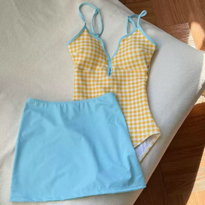 Lemonade Splash Monokini With Skirt Set