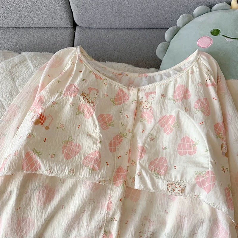 Strawberry Heart Padded Nightsuit Set