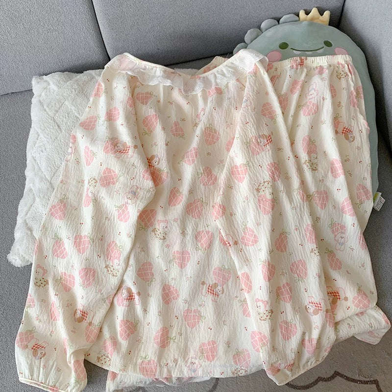 Strawberry Heart Padded Nightsuit Set