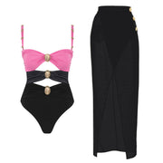 Rose Monokini And Skirt Set