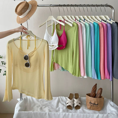 Airkiss Summer Built-in Bra Top With Sheer Tee