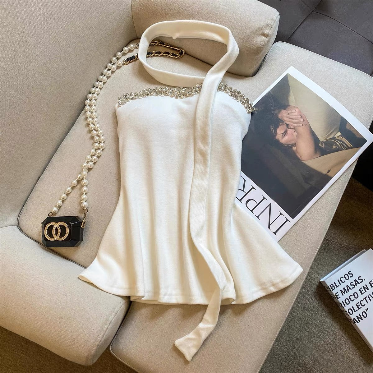 Crystal Kiss Built-in Bra Tube Top