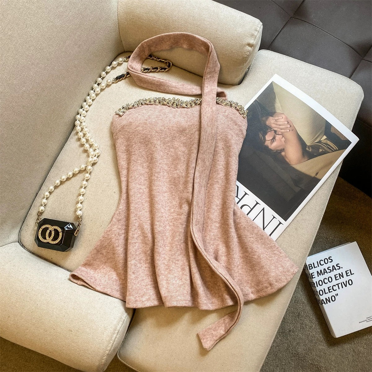 Crystal Kiss Built-in Bra Tube Top