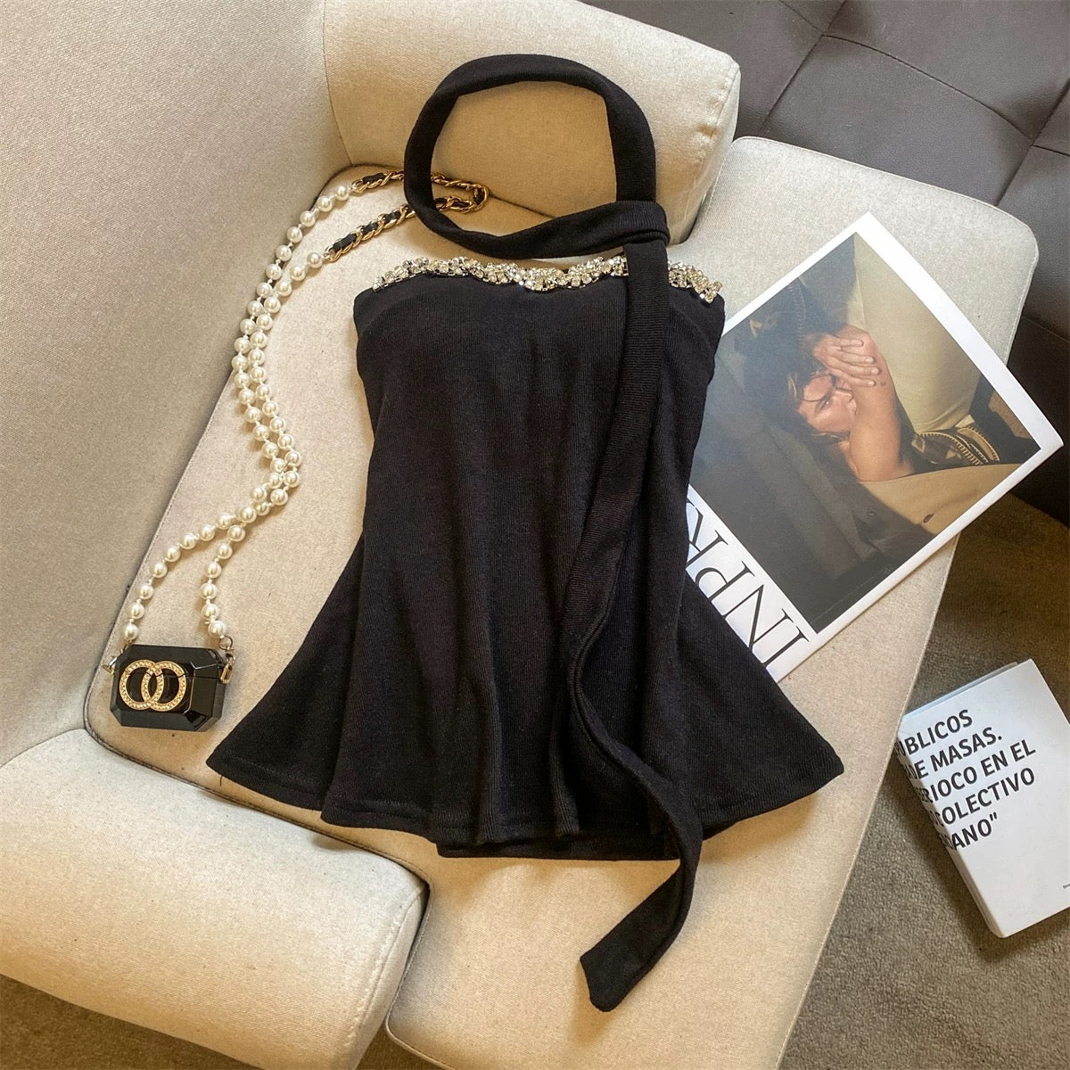 Crystal Kiss Built-in Bra Tube Top