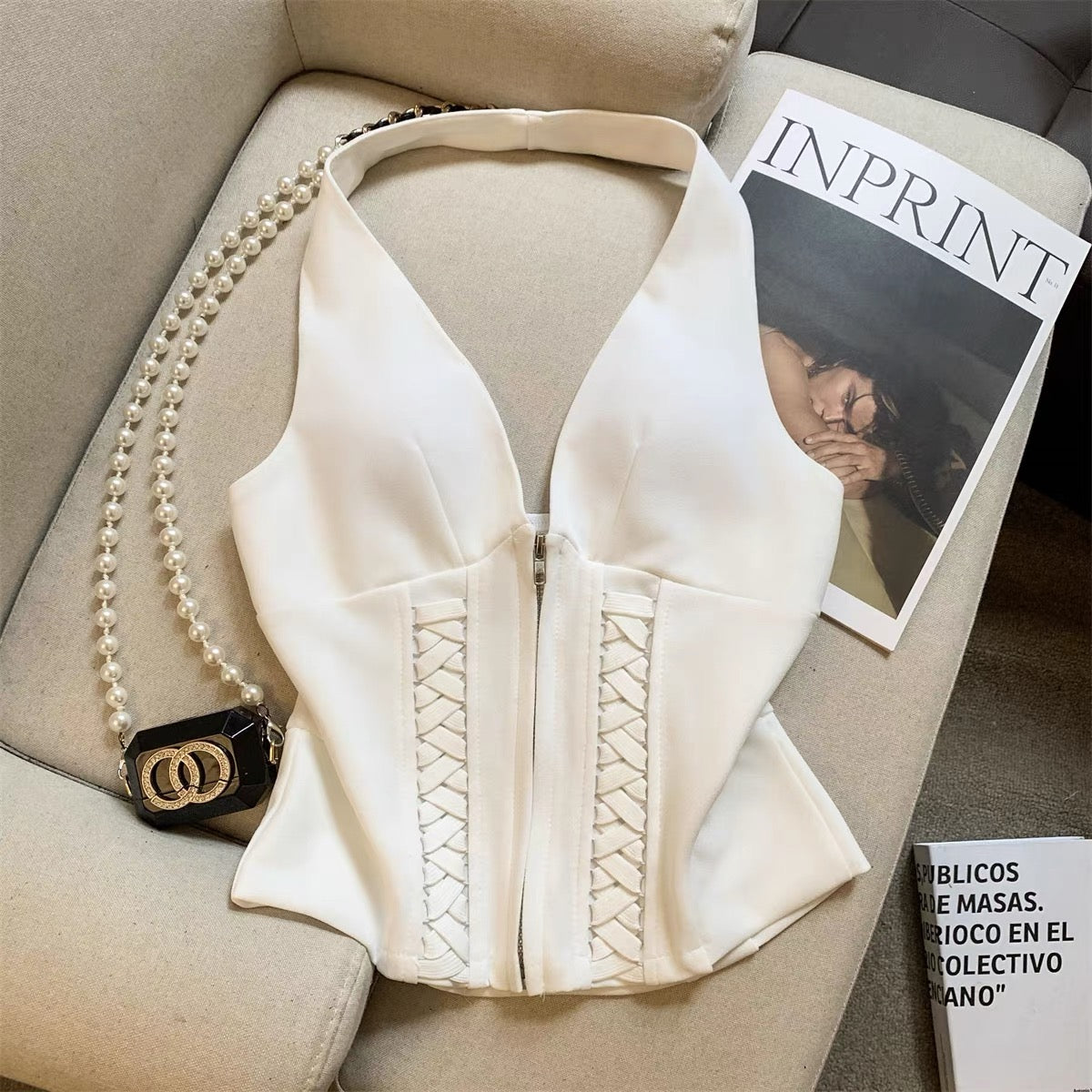 Iconic Zip Corset Built-in Bra Top