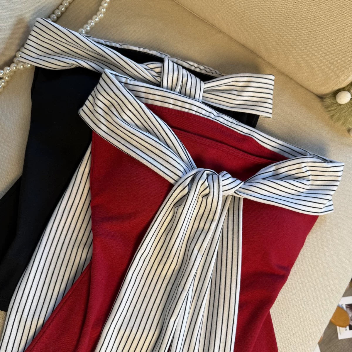 Belle Bow Tie-Up Built-in Bra Tube Top