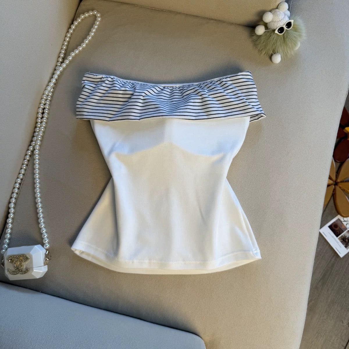 Belle Bow Tie-Up Built-in Bra Tube Top
