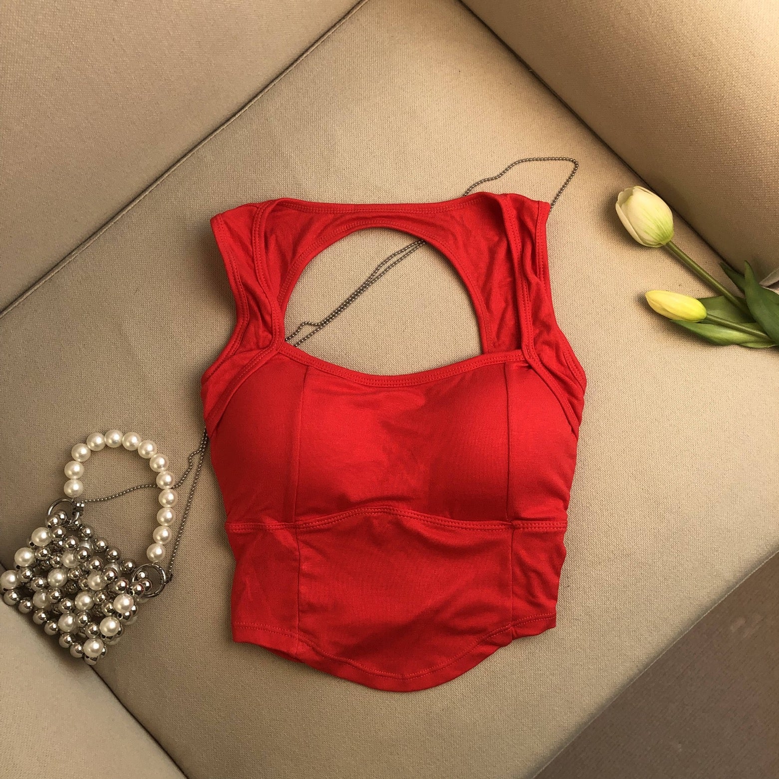 Classic Square Neck Padded Crop Top