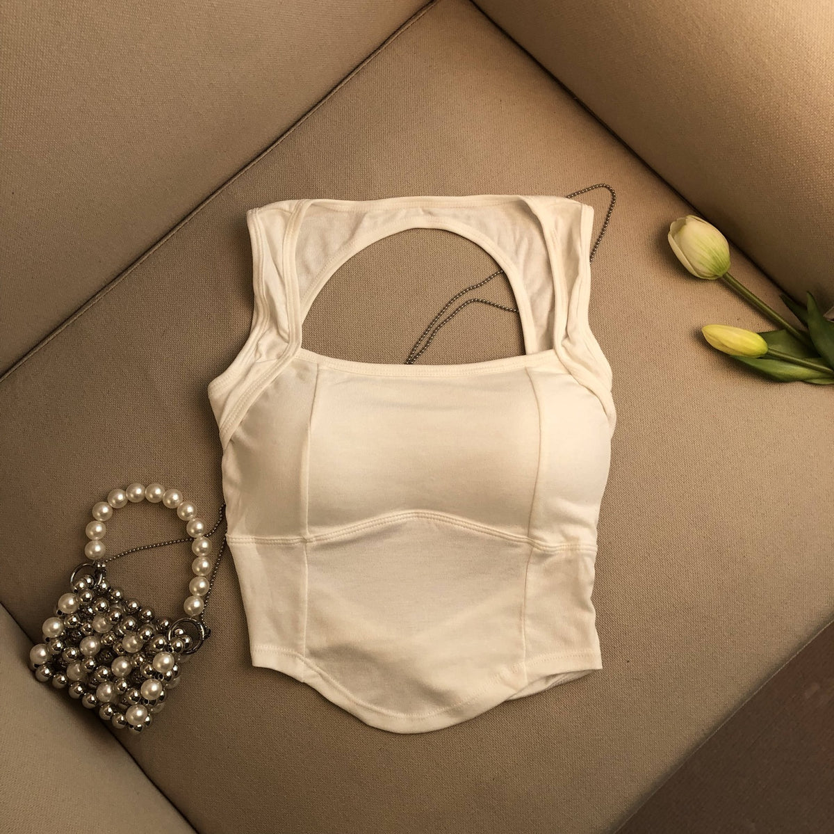 Classic Square Neck Padded Crop Top