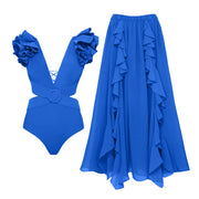 Royal Blue Bikini With Ruffle Skirt