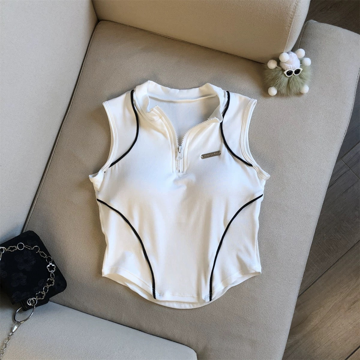 Barcelona Zip Up Built-In Bra Top