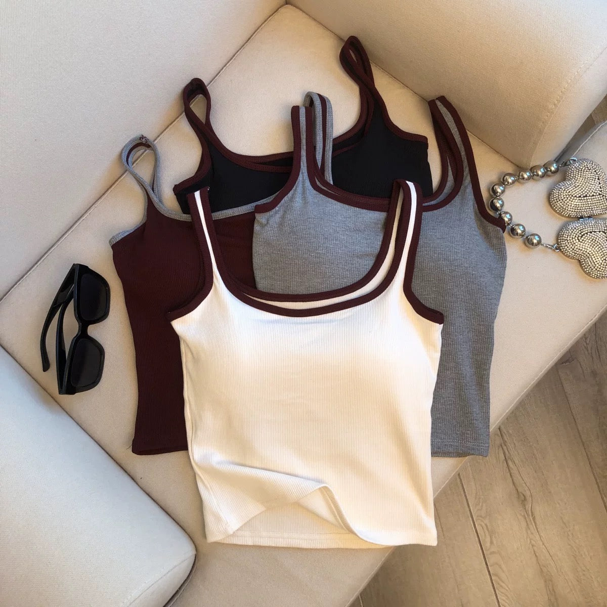 Varsity Rib Built-in Bra Tops