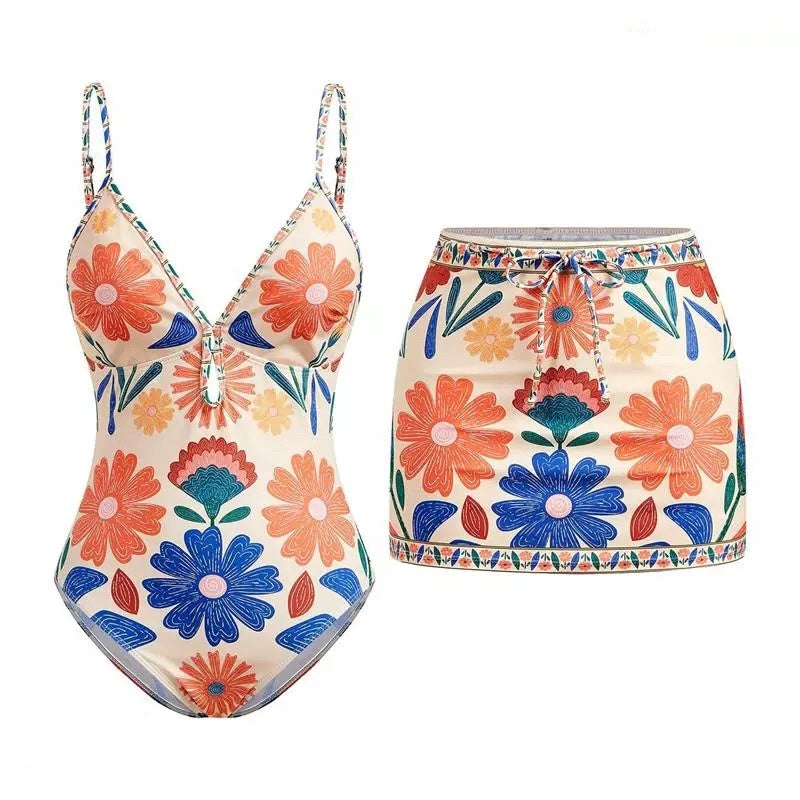 Monaco Bloom Monokini With Skirt Set
