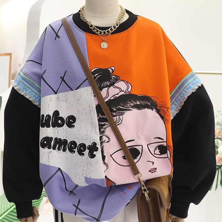 Quirky Dual Denim Sweatshirt