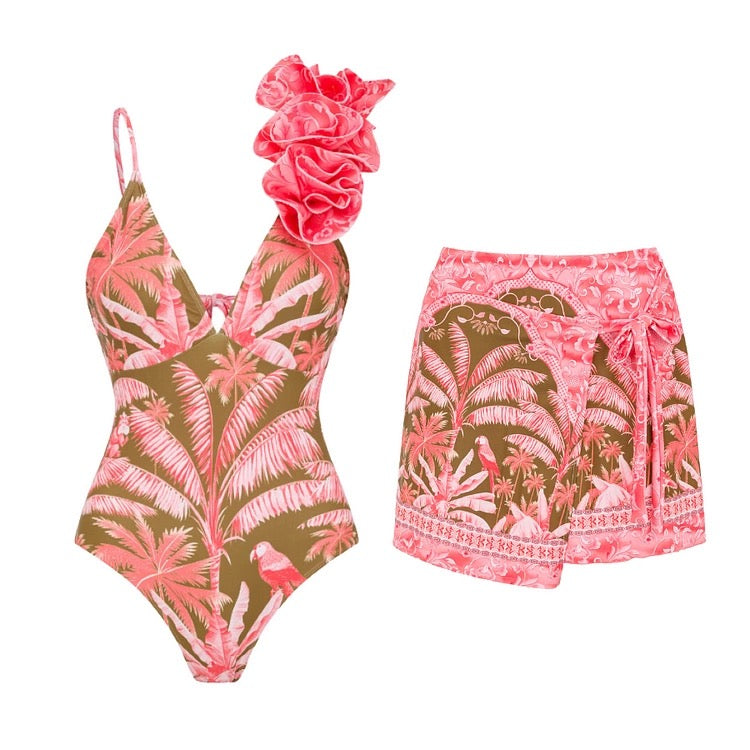 Fiji Flora Monokini With Skirt Wrap