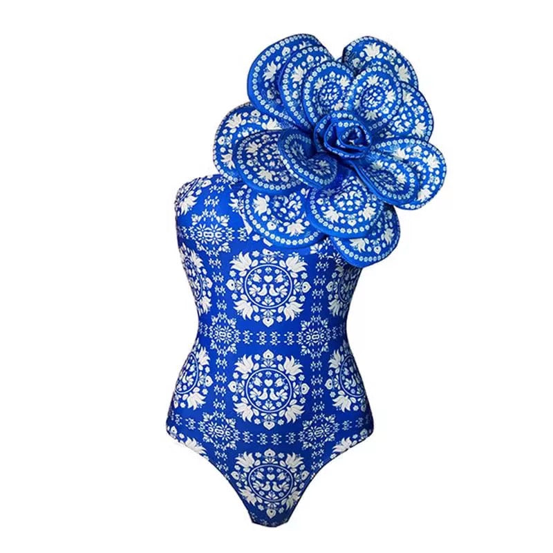 Indigo Petal Monokini with Skirt Set