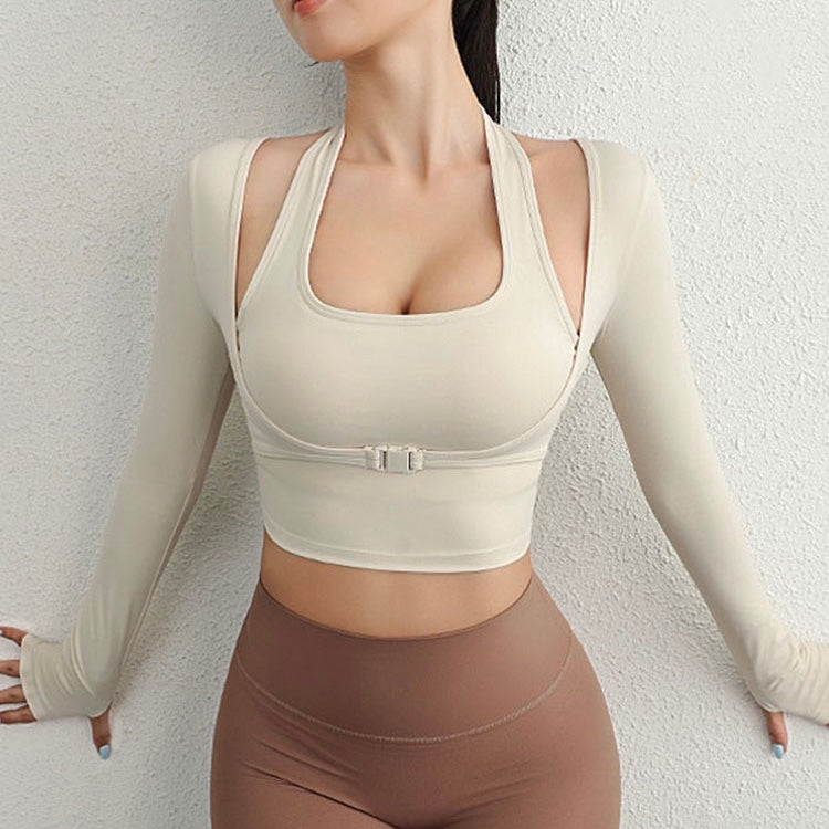 Chloe Cutout Built-In Bra Top with Thumb Hole