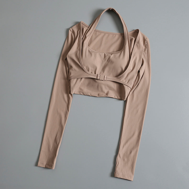 Chloe Cutout Built-In Bra Top with Thumb Hole