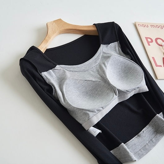 Rose Layered Built-In Bra Tshirt