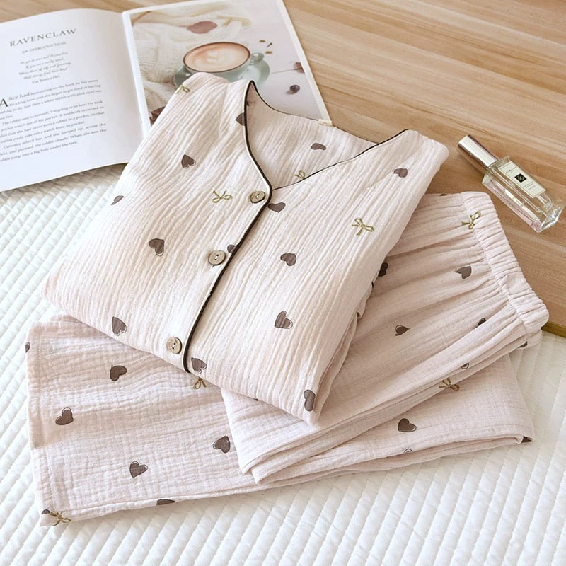 Sweetheart Bow Padded Nightsuit Set