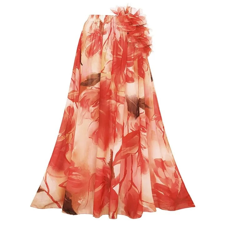 Saffron Dance Duo Monokini With Skirt Set