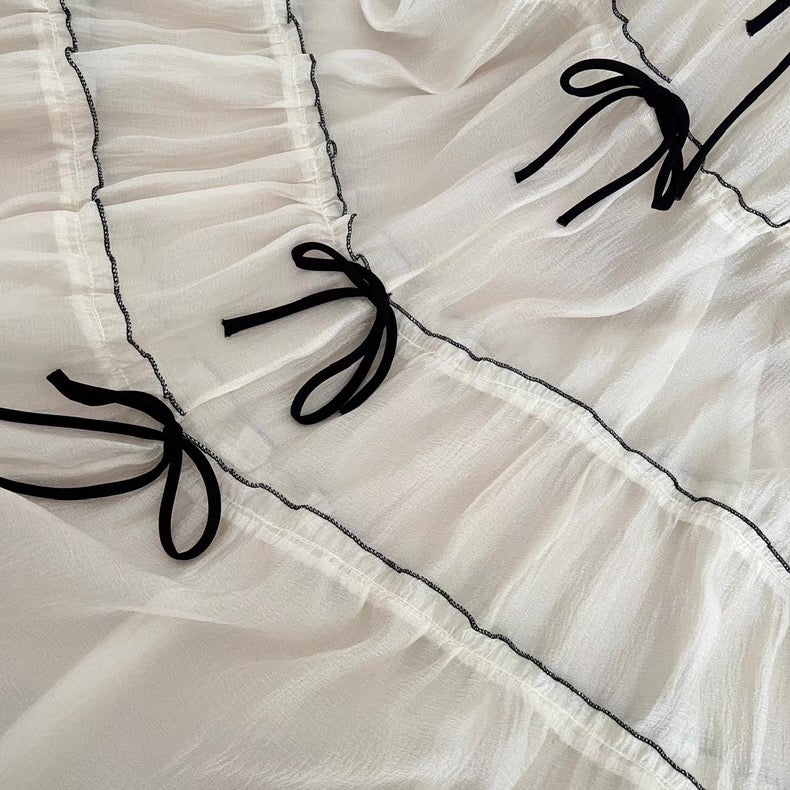 Ivory Ribbon Top and Skirt Set