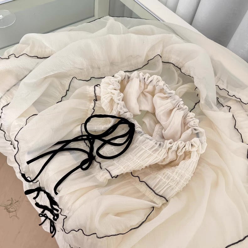 Ivory Ribbon Top and Skirt Set