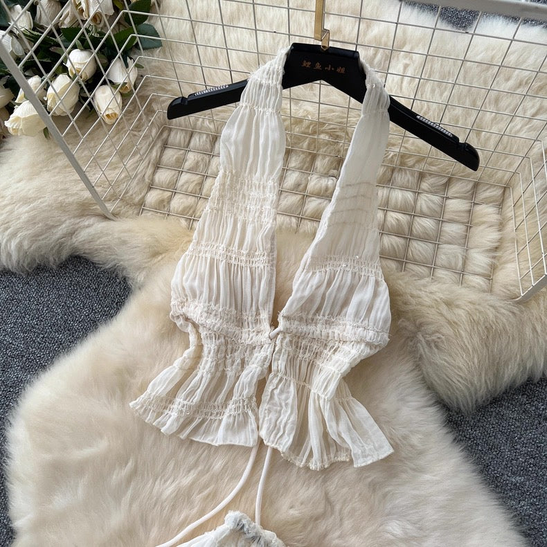 Ivory Ribbon Top and Skirt Set