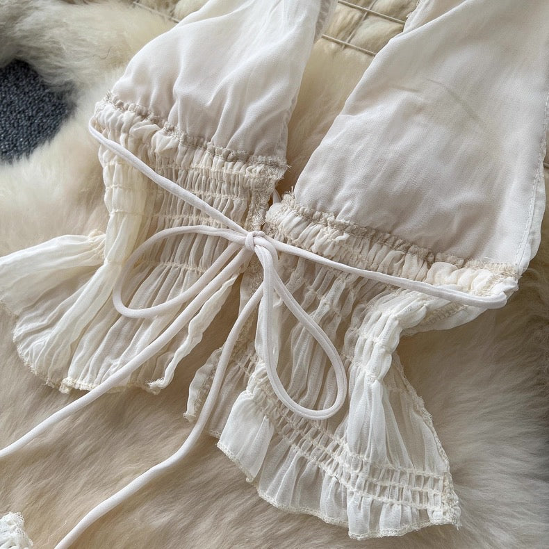 Ivory Ribbon Top and Skirt Set