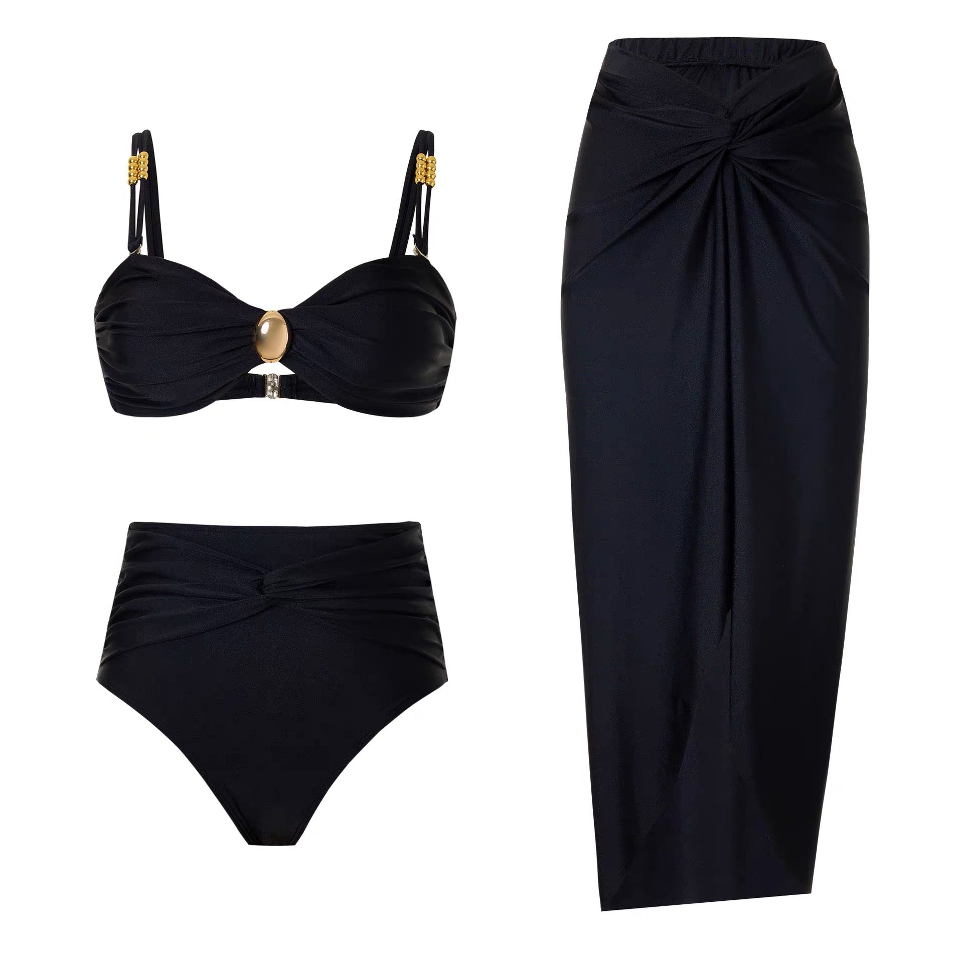 Unbothered In Wine Bikini With Skirt Set