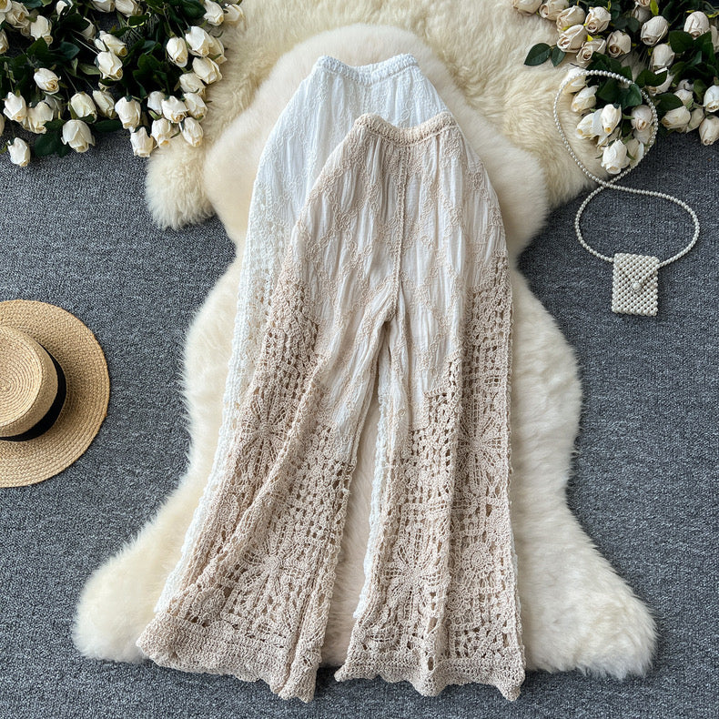 Tropical Hollow Crochet Pants