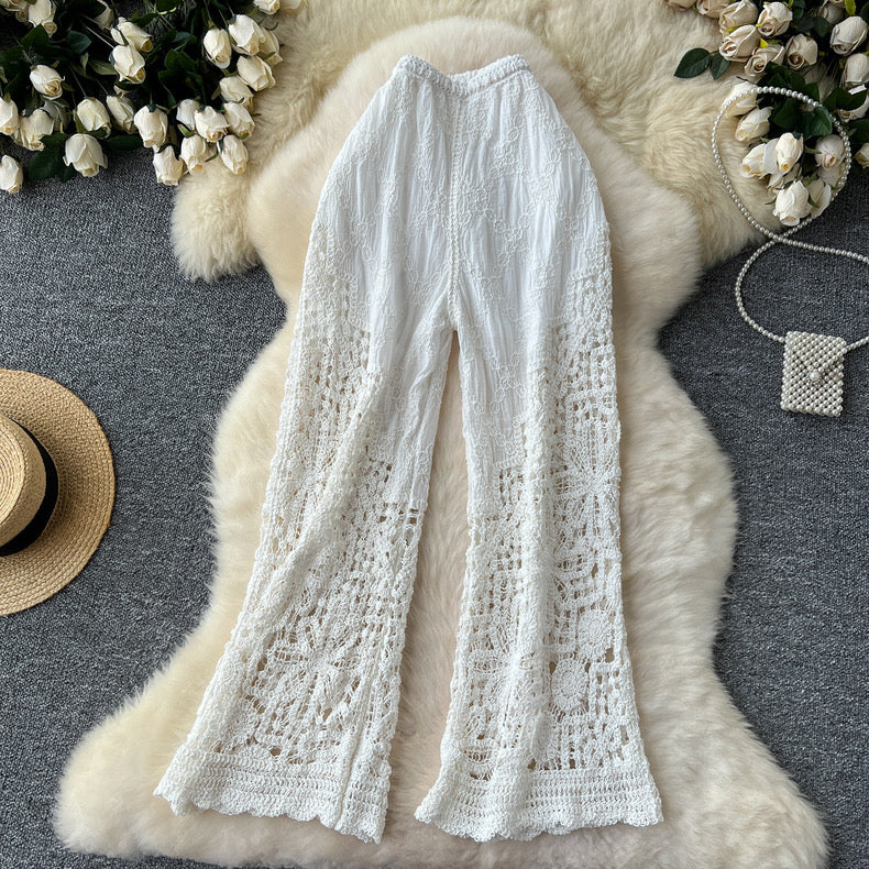 Tropical Hollow Crochet Pants