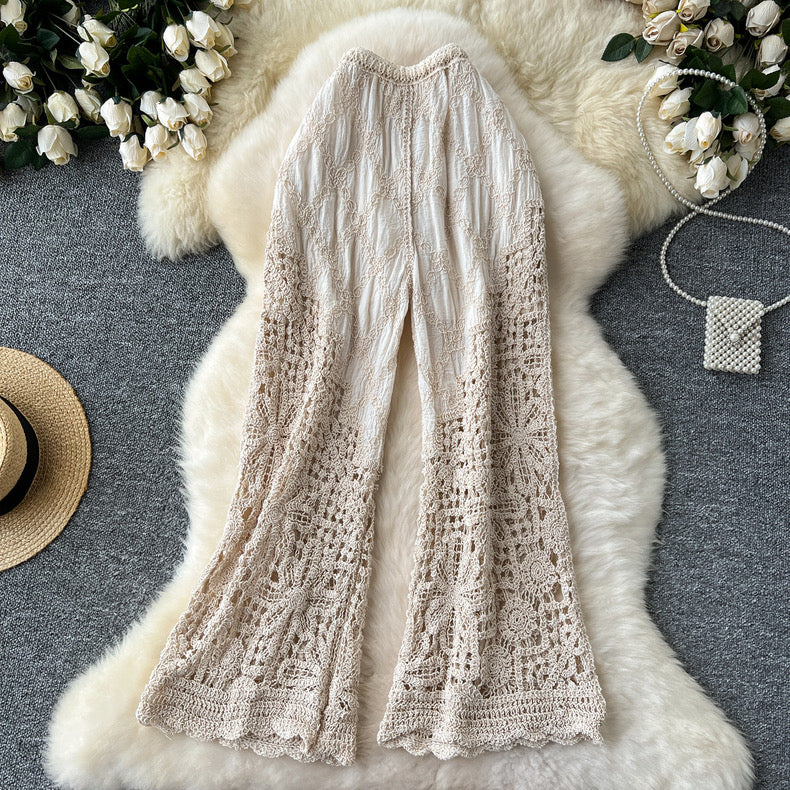 Tropical Hollow Crochet Pants