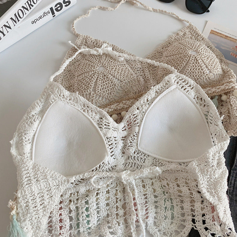 Boho Tassel Crochet Knit Bralette