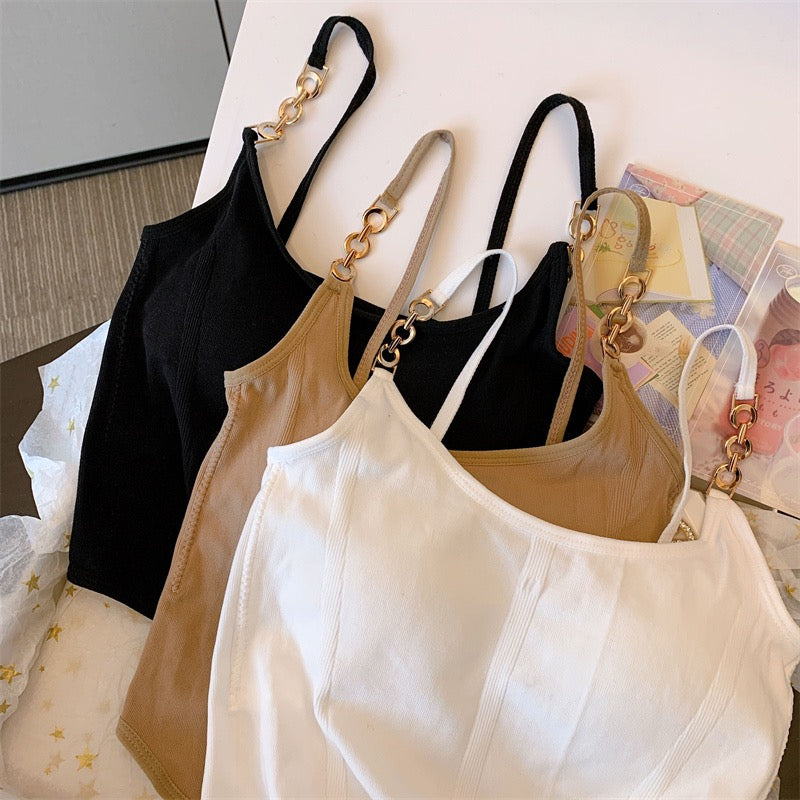 Allure Chain-Strap Built-In Bra Top