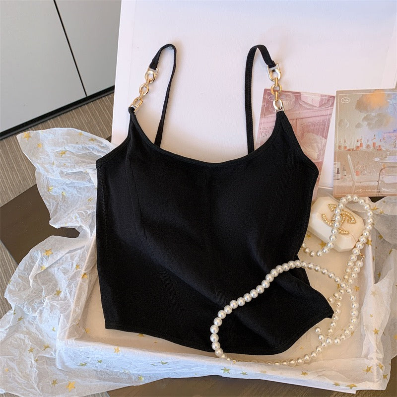Allure Chain-Strap Built-In Bra Top