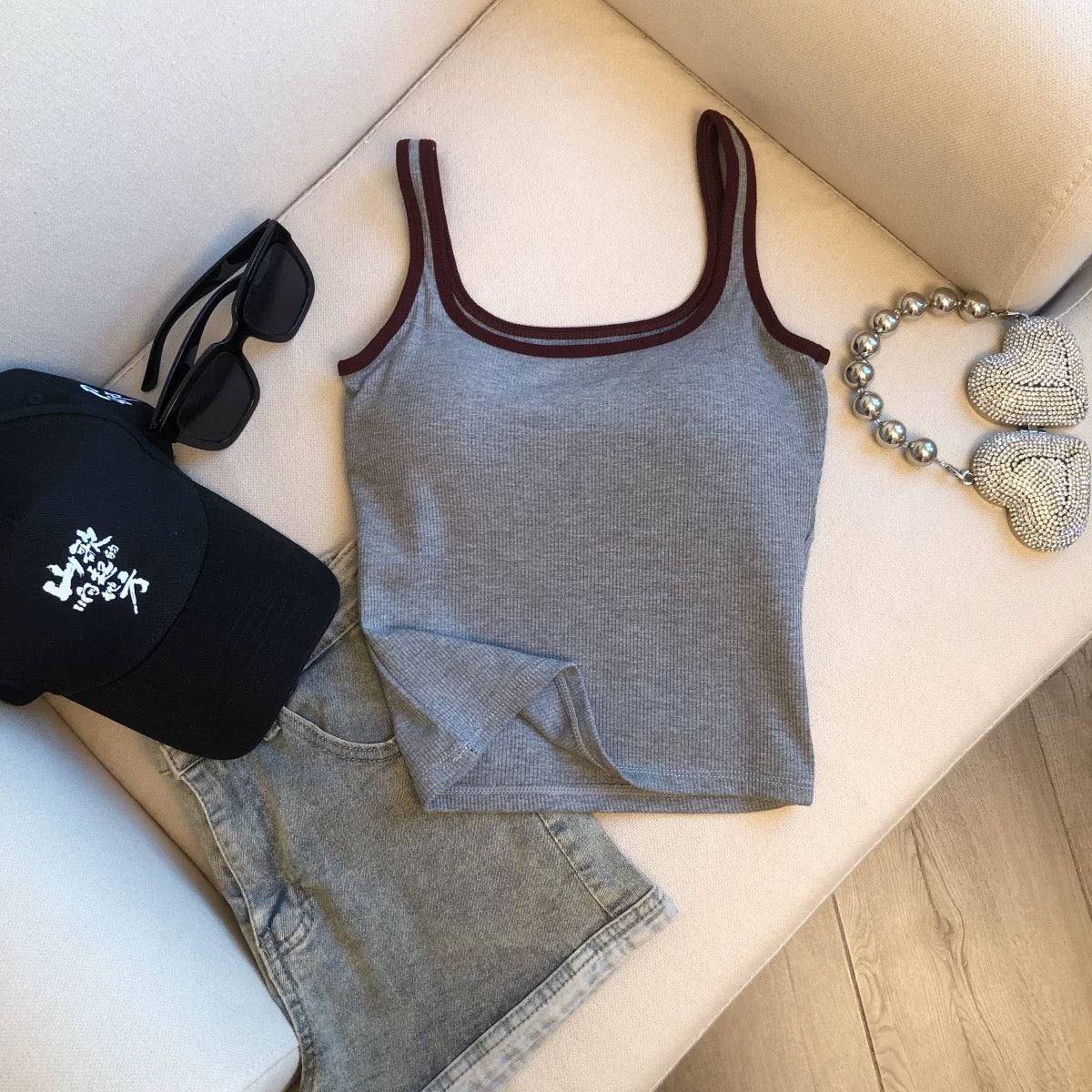 Varsity Rib Built-in Bra Tops