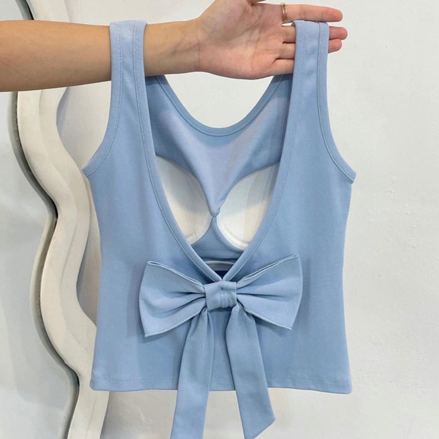 Cute Built-In Bra Bow Top